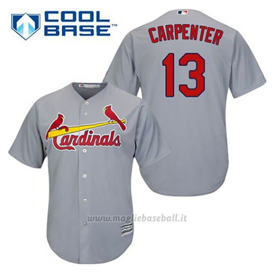 Maglia Baseball Uomo St. Louis Cardinals Matt Carpenter 13 Grigio Cool Base